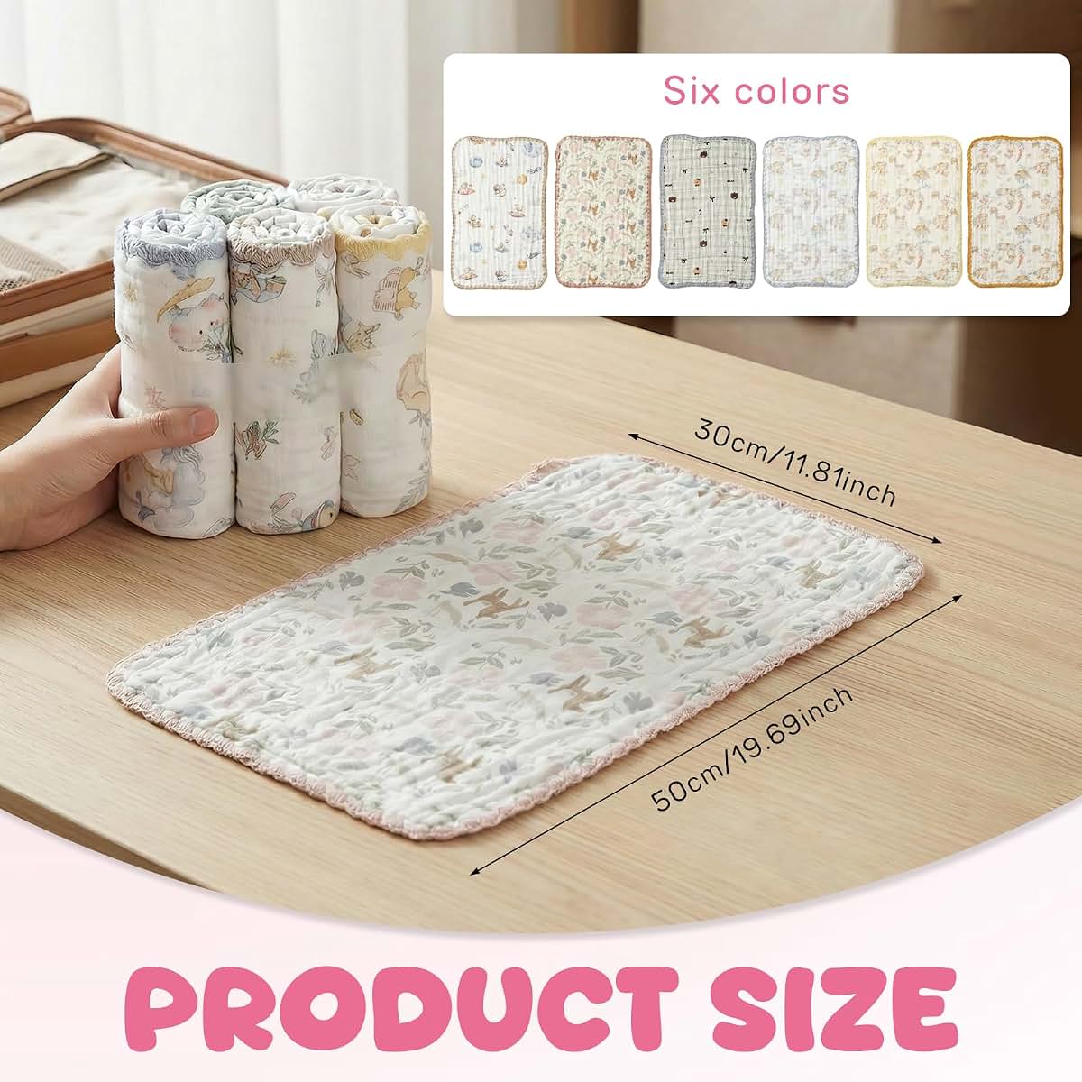 Muyoka 6 Pack Muslin Burp Cloths – Soft Cotton Baby Burp Rag, Large 20 x 12 Inches