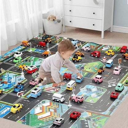 AOLI Kids Floor Play Mat Rug Traffic Road Signs Car Track City Carpet
