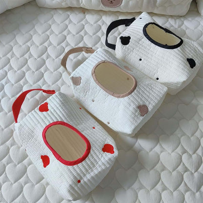DIMITU Embroidered Bear Wet Wipe Storage Pouch for Travel