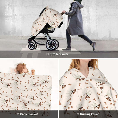 CAYKWVZ Jack Russell Terrier Pattern Baby Car Seat Canopy Cover Multi Use Shower Gift, Nursing Cover for Mom Nursing