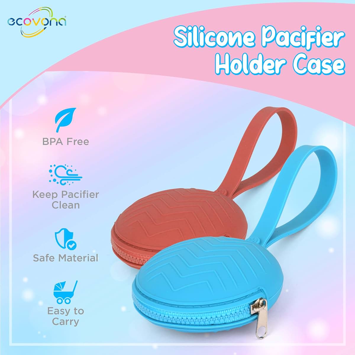 Ecovona Silicone Pacifier Holder Case In Mauve (photo 3)