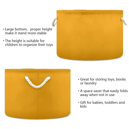 UMIRIKO Orange Toy Storage Bin for Kids, Round Canvas Organizer Basket with Handles