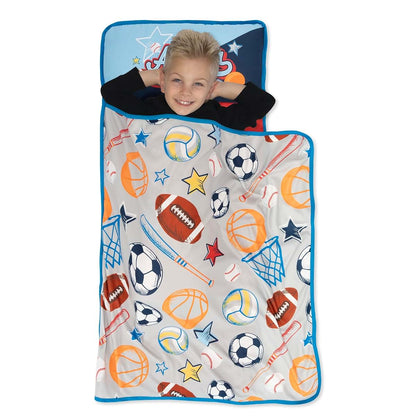 Funhouse Mvp Sports Toddler Nap Mat With Pillow And Fleece Blanket, Grey