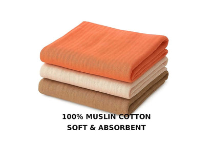 BabyOneStop 3 Pack Muslin Burp Cloths, 100% Organic Cotton, 22x10 Inch, Soft and Absorbent