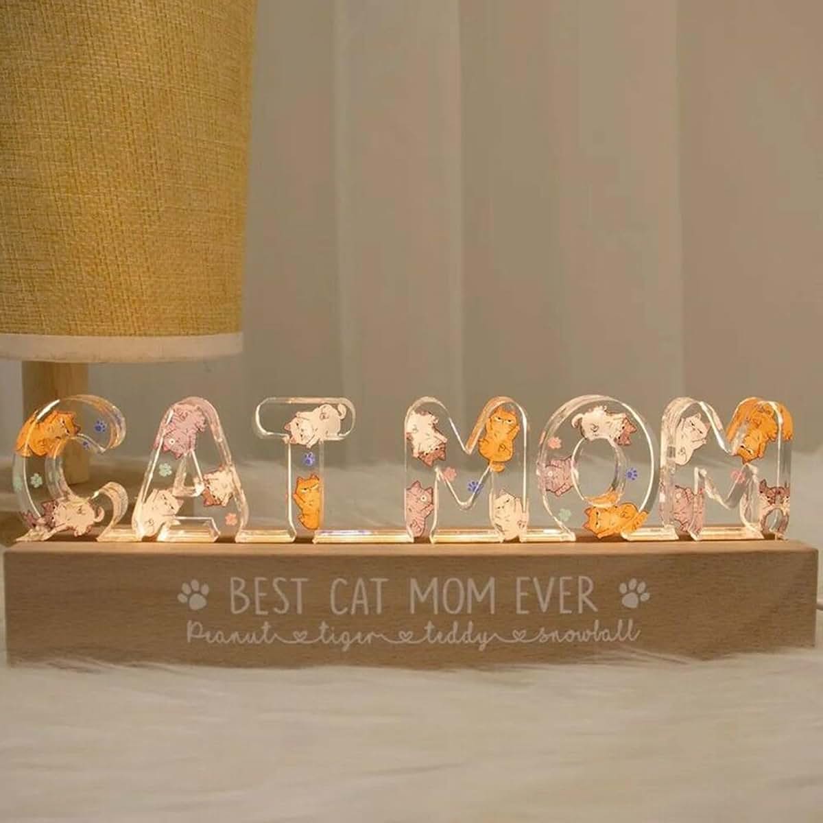 ROSLILY Personalized 3D Acrylic LED Night Light with Custom Name and Photo