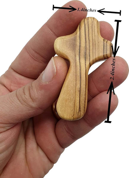 Zuluf 50 Pack Olive Wood Pocket Comfort Crosses from Bethlehem Holy Land