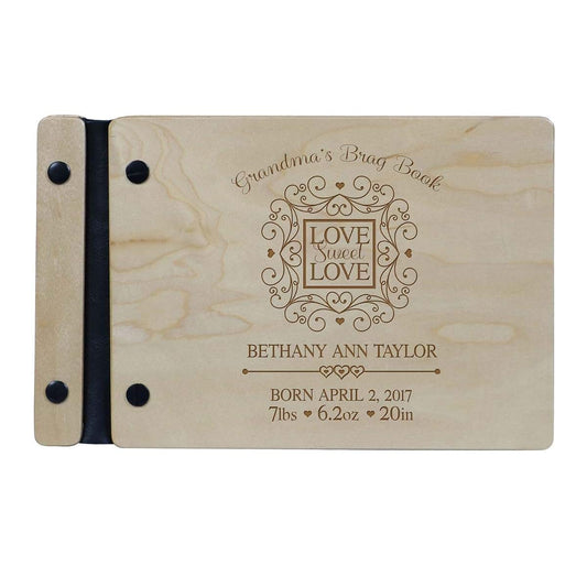 Personalized Grandparent Brag Book Registry for Home Family Photo Book Custom Engraved Maple Wood 9.5x6” by LifeSong