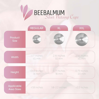 BeebalMum - The Original Silver Nursing Cups, Nipple Shields for Breastfeeding Newborns, Protect & Soothe Nursing (photo 3)