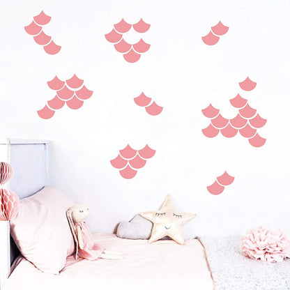 Gestyz Mermaid Scale Wall Decal Set, Soft Pink Nursery Decor