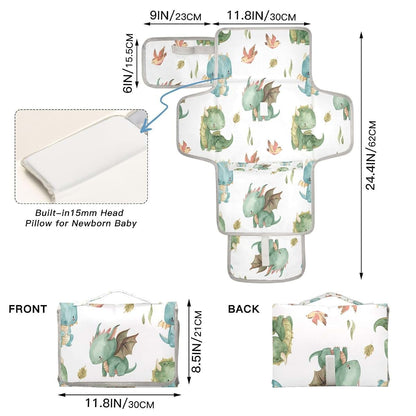 Kigai Portable Diaper Changing Pad With Built-In Pillow And Organizer Pockets
