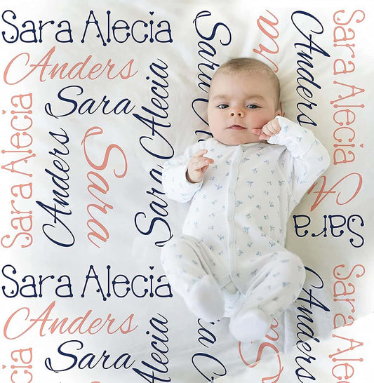 OMG SHIRTS OMGSHIRTS Personalized Baby Boys Gift Christmas Blanket with Name, Customized Baby Blanket with Name for