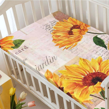 Xialenai Sunflower Themed Fitted Crib Sheet
