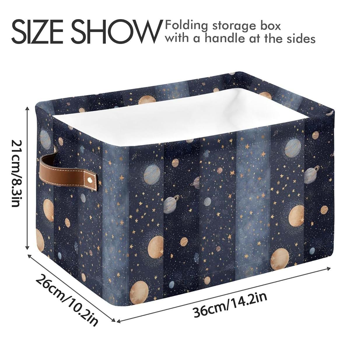 Pfrewn Collapsible Storage Basket Space Planets Comets Dark Rectangular Organizer