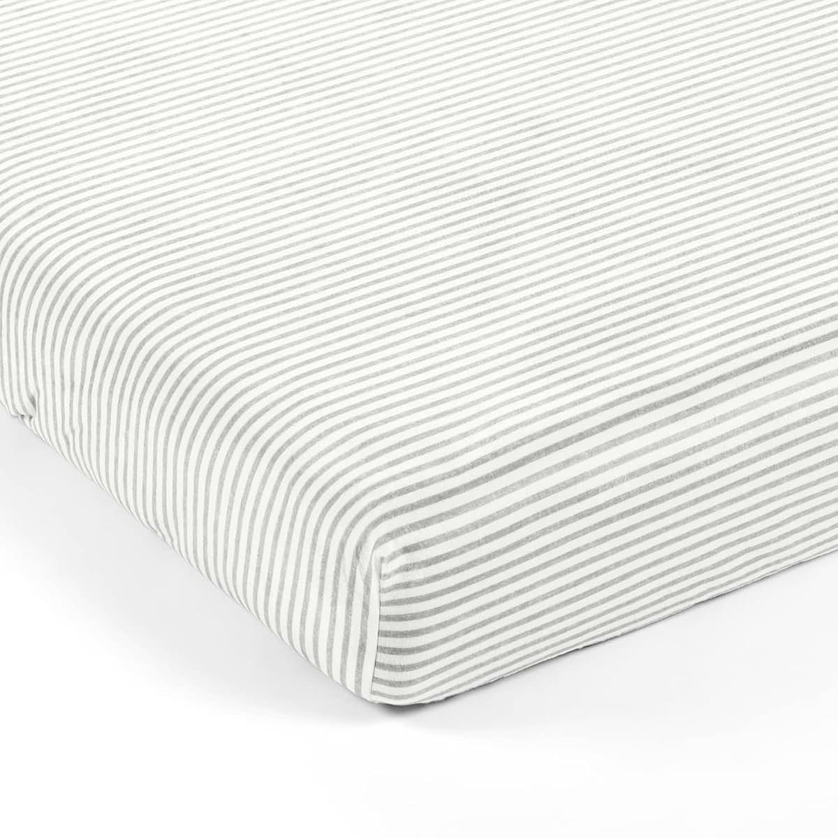 Lush Decor Baby Stripe Soft & Plush Fitted Crib Sheet, 52"x 28" x 9", Gray & White