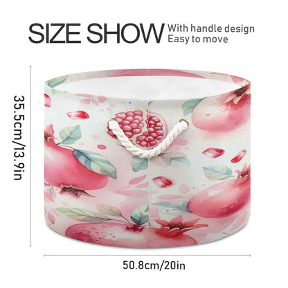 Burbuja Pomegranates Round Storage Basket with Cotton Rope Handles