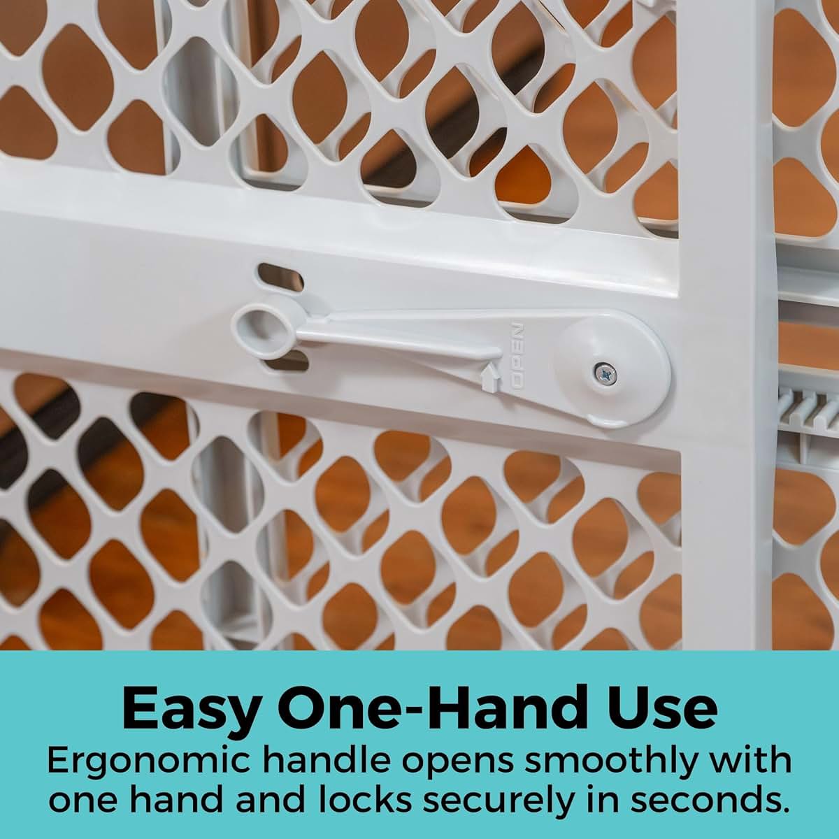 PEDXVNI Pressure-Mount Plastic Safety Gate with Tool-Free Installation, One-Hand Operation, Wall Cups, Adjustable (photo 2)