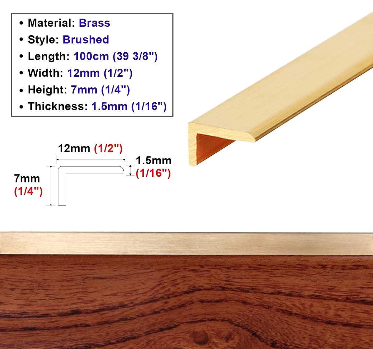 Zzpdnjt Brushed Brass Stair Nosing Edge Trim For Furniture And Wall Protection (photo 2)