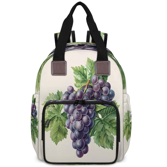 Adornori Purple Grape Diaper Bag Backpack With Charging Port And Insulated Holders