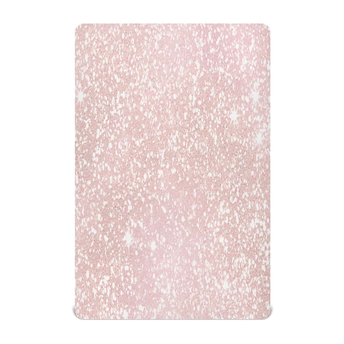KEEPREAL Fitted Crib Sheets, Pink Glitter Texture, 28x52 Inches, Standard Crib & Toddler Mattress