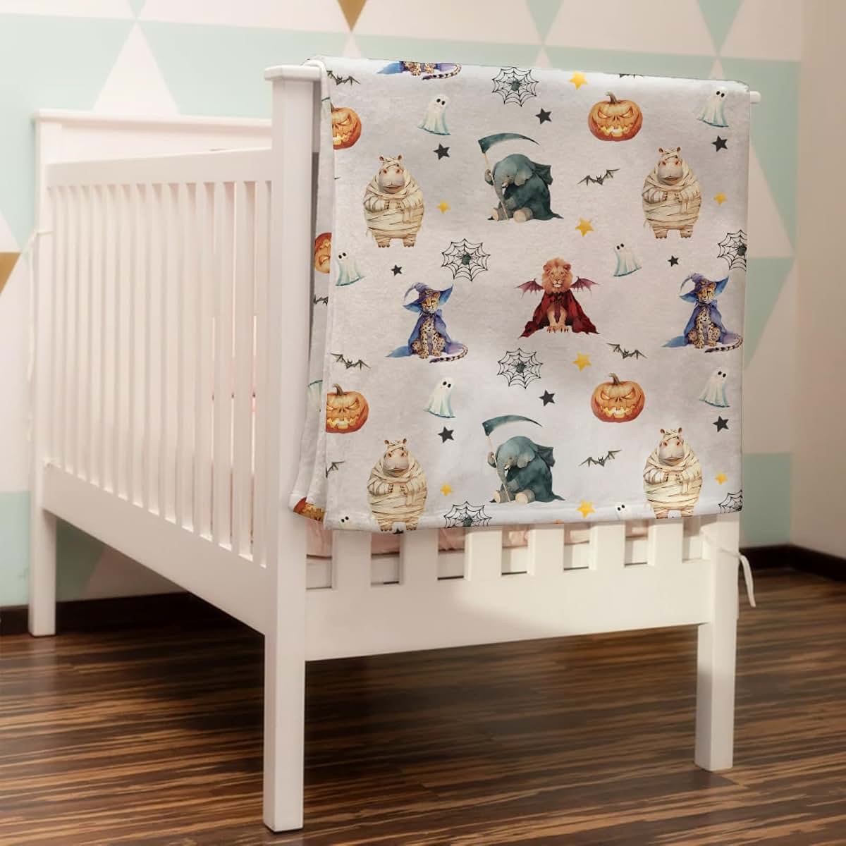 Spooky Afro Safari Animal Flannel Baby Blanket Receiving Swaddle