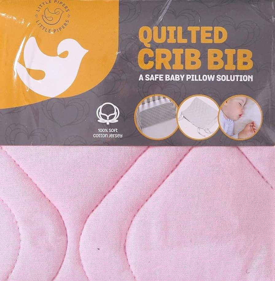 Abstract Quilted Portable Crib Bib Sheet Saver 24.5" X 13" (2 Pack, Pink)