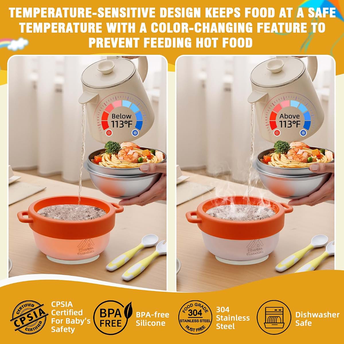 NY Urban Essentials Baby Bowl with Suction and Color Changing Features