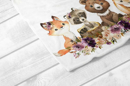 UnoCo Floral Woodland Milestone Blanket Girl, Forest Animals Baby Month Blanket, Personalized Baby Girl Shower Gift (photo 3)