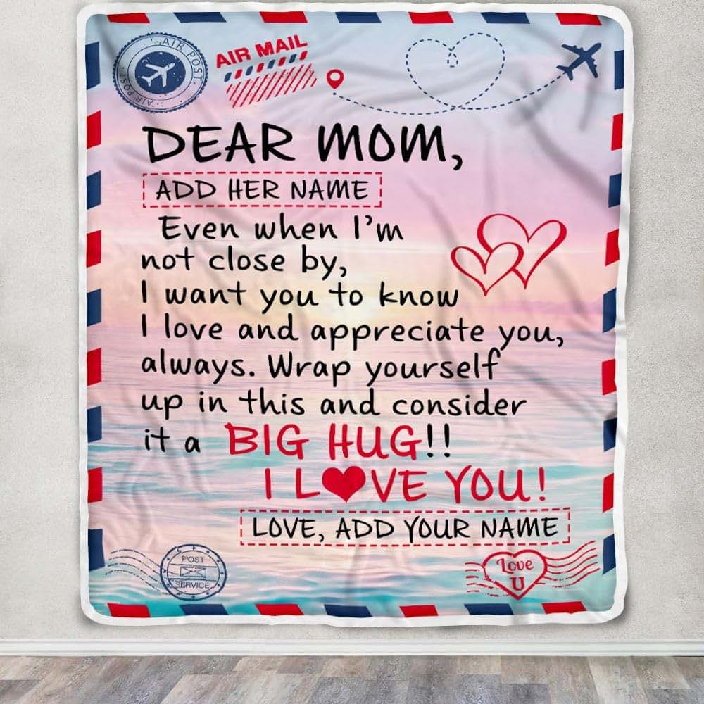 TeesReal Personalized to My Mom Blanket from Daughter Son Children Letter Mail to Mom Gifts Happy Birthday Gifts Mommy (photo 3)