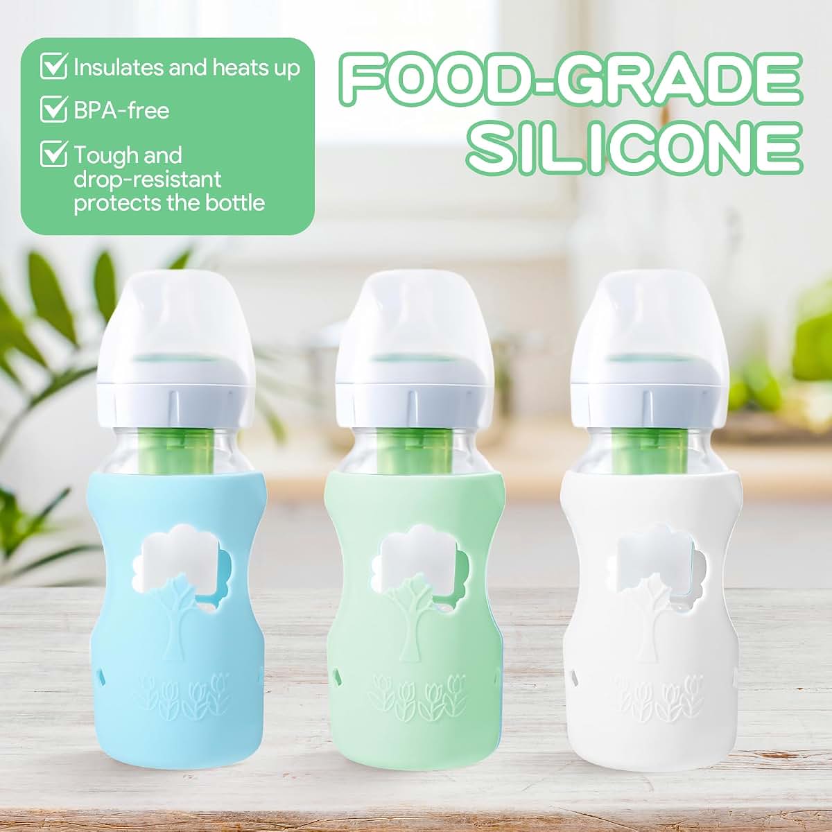 Jaarssho 3 Pcs Colorful Silicone Sleeve For Dr.Brown Bottles 9 Oz (photo 4)