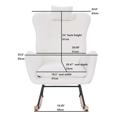 BJZHH Suitable for Living Room Bedroom Teddy upholstered Baby Rocking Chair, Comfortable, Strong, Durable, Lightweight