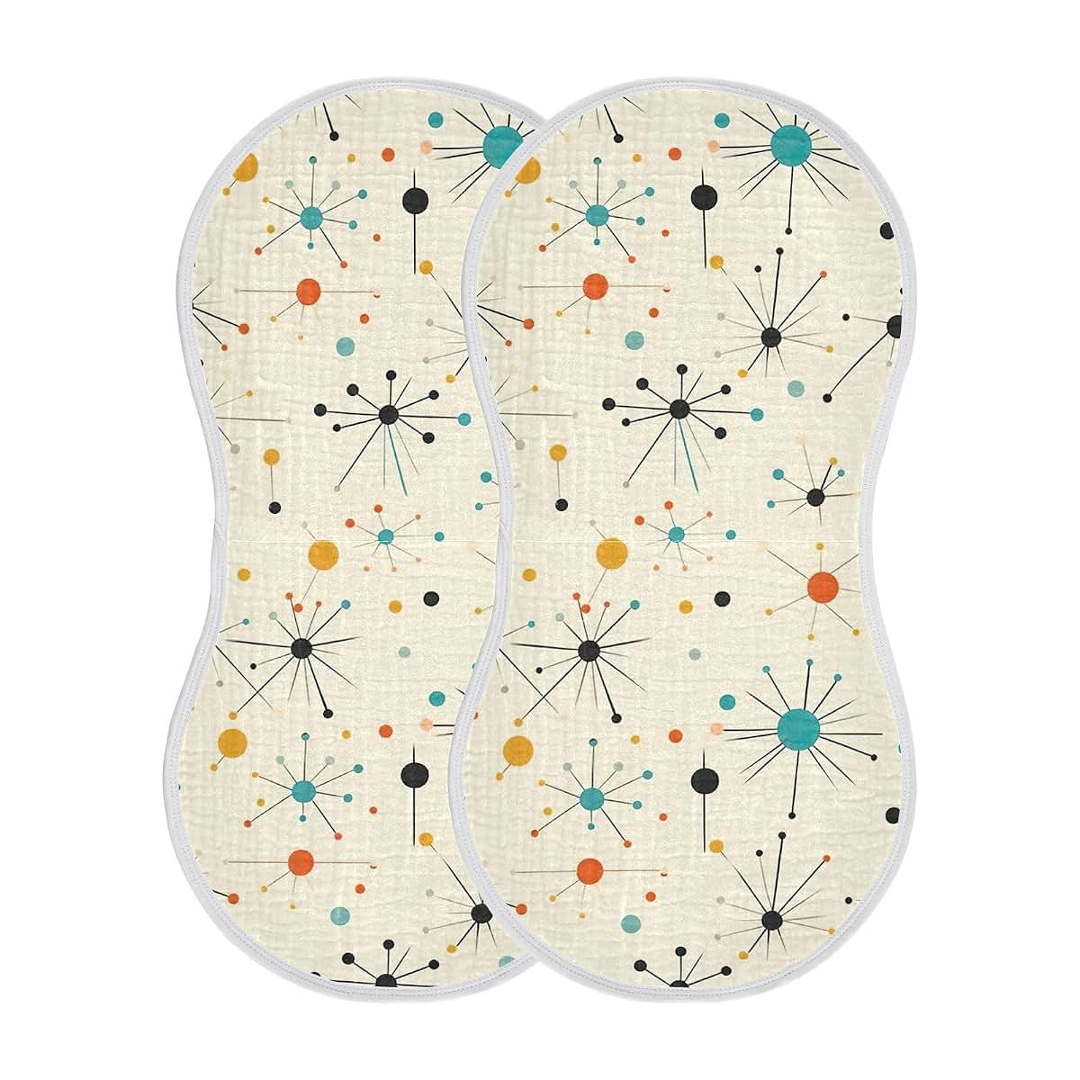 KEIGE Atomic Stars Muslin Burp Cloths Set (4 Pieces) for Newborn Care