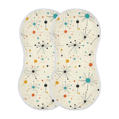 KEIGE Atomic Stars Muslin Burp Cloths Set (4 Pieces) for Newborn Care