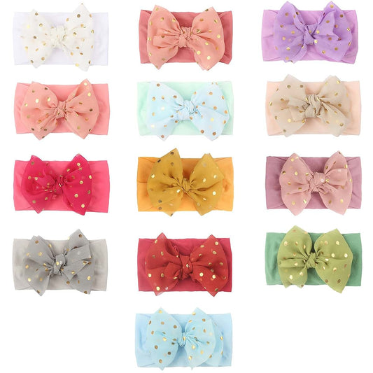 EnJoCho Cute Children Hair Band 13PC Headband Baby Dotted Headwear Hairband Bow Stretch Girls Infant Kids (Multicolor
