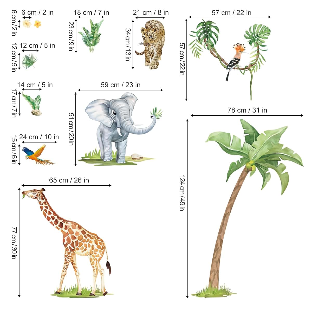 Wondever Jungle Safari Animals Wall Stickers