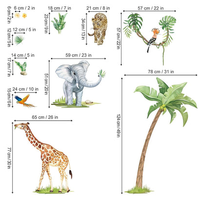 Wondever Jungle Safari Animals Wall Stickers