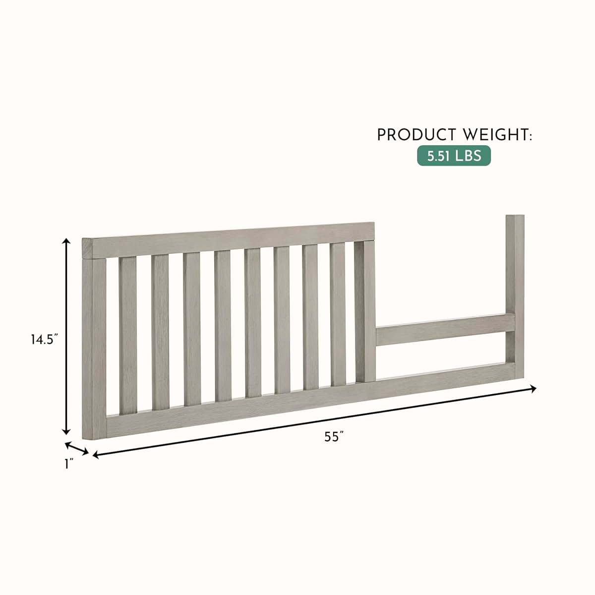Evolur Remy Toddler Guard Rail, Easily Attachable Solid Poplar Wood Construction (photo 2)