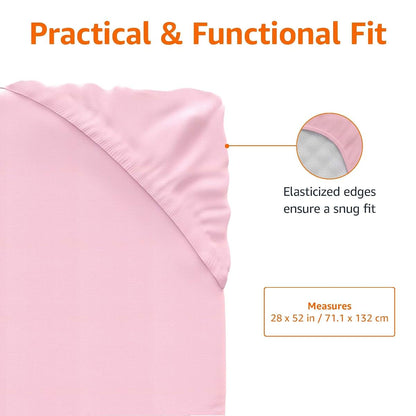 Amazon Basics Cotton Jersey Knit Fitted Crib Sheet, Pink (Pack of 2)