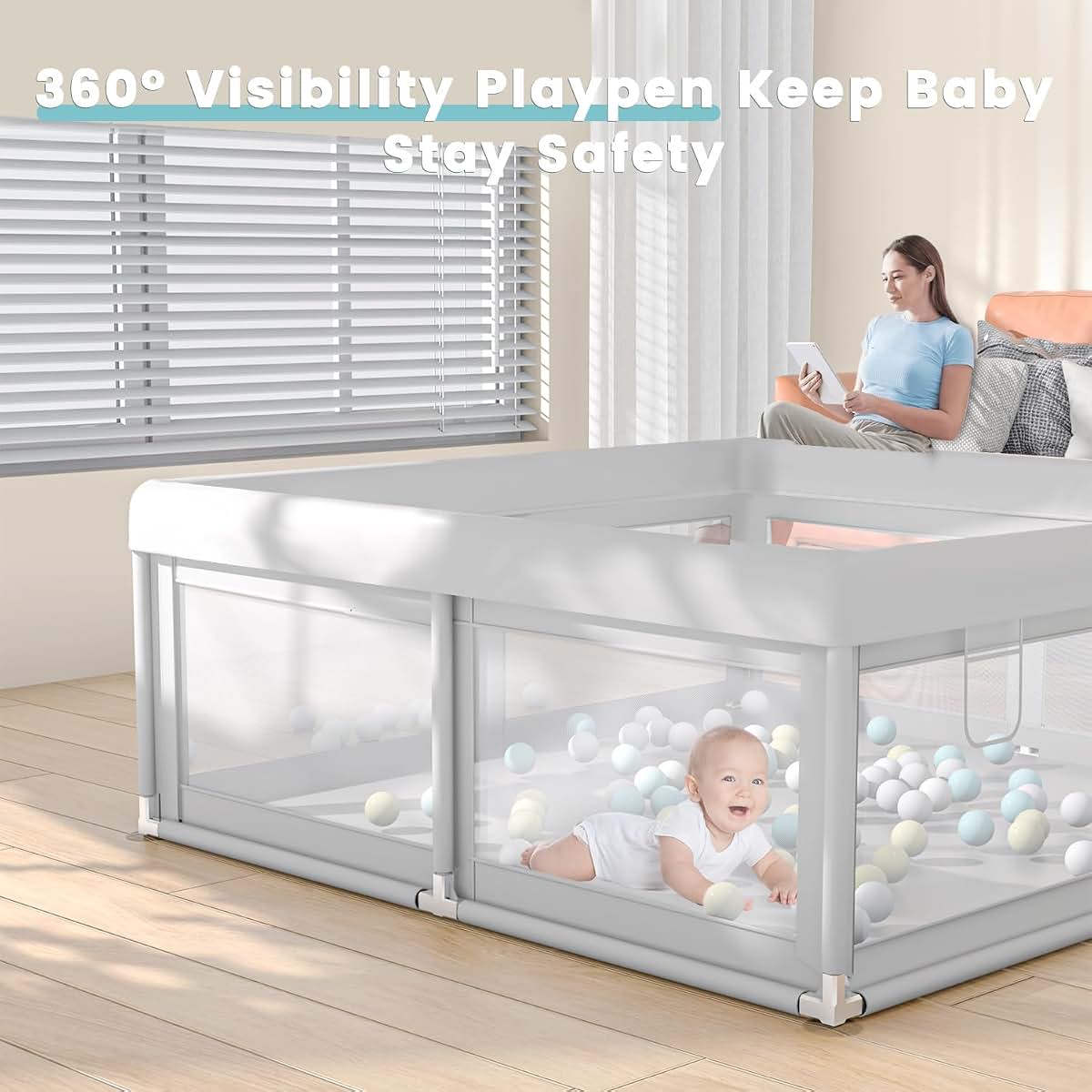 Hiaksedt Baby Playpen 50x50 Inch Indoor Outdoor Safety Yard