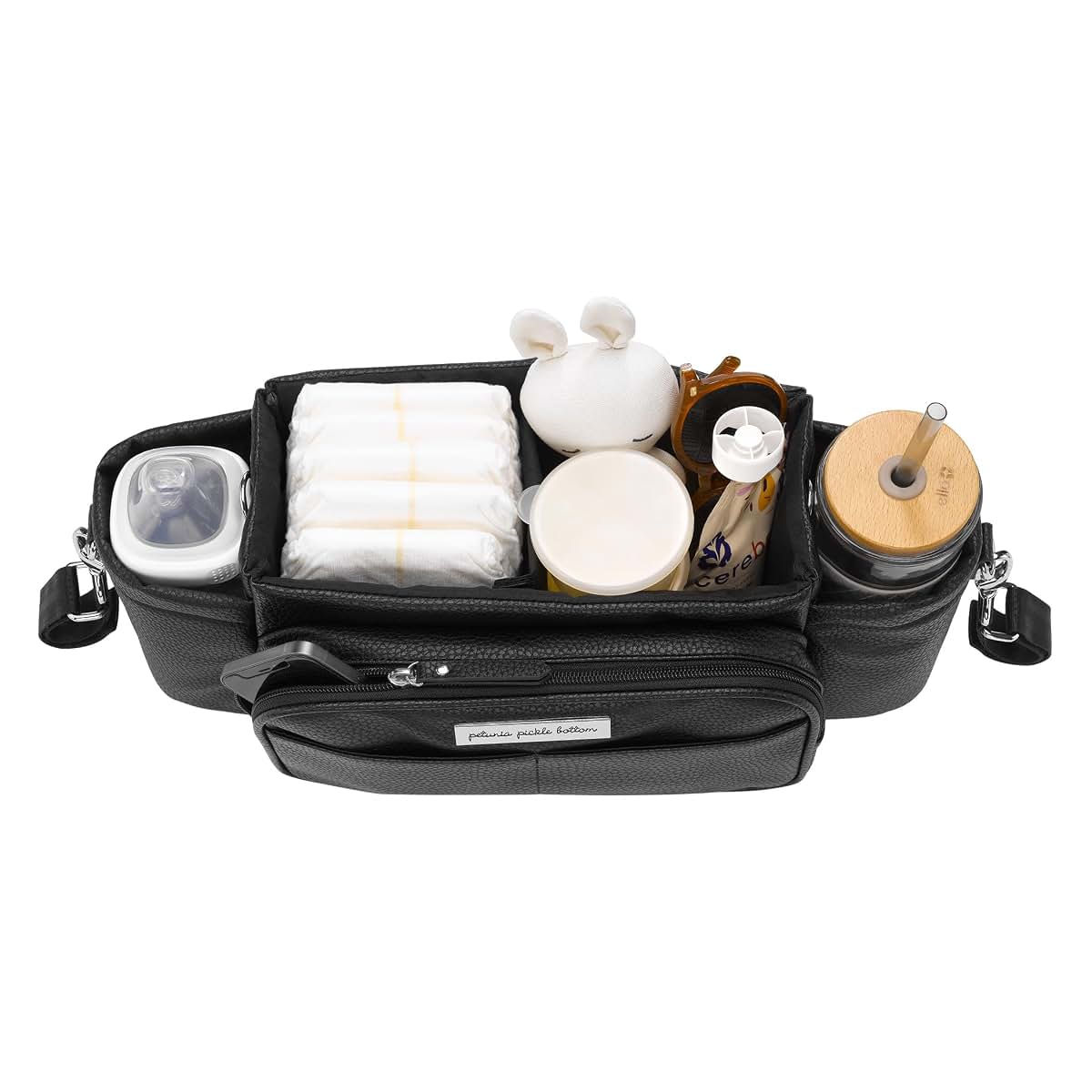 Petunia Pickle Bottom Wander Stroller Caddy Deluxe, Ebony, Fits Most Strollers