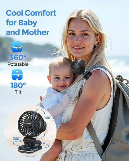 Amacool Mini Fan with Clip for Carriers and Strollers