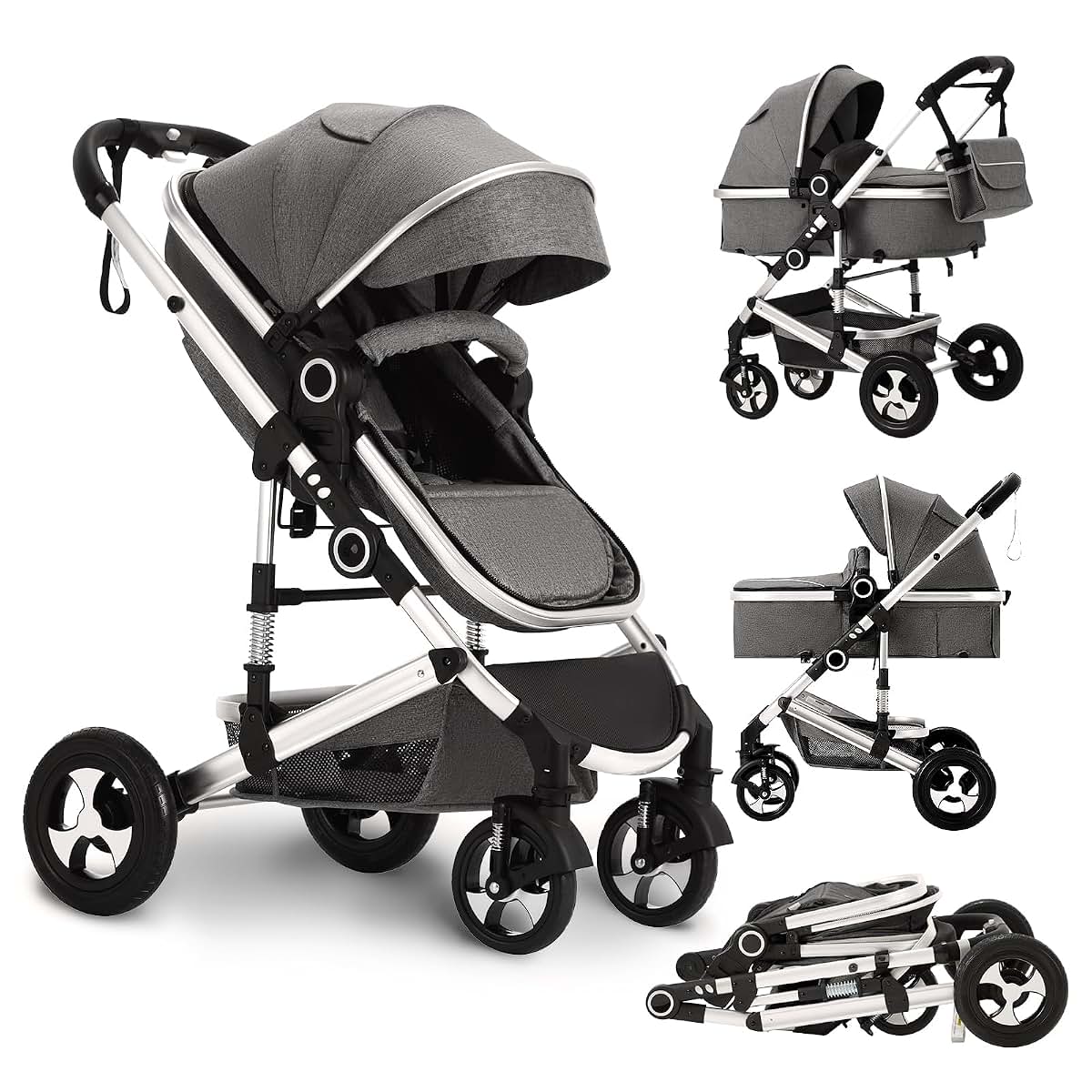 TODEFULL 2-in-1 Baby Stroller with Reversible Seat and Canopy