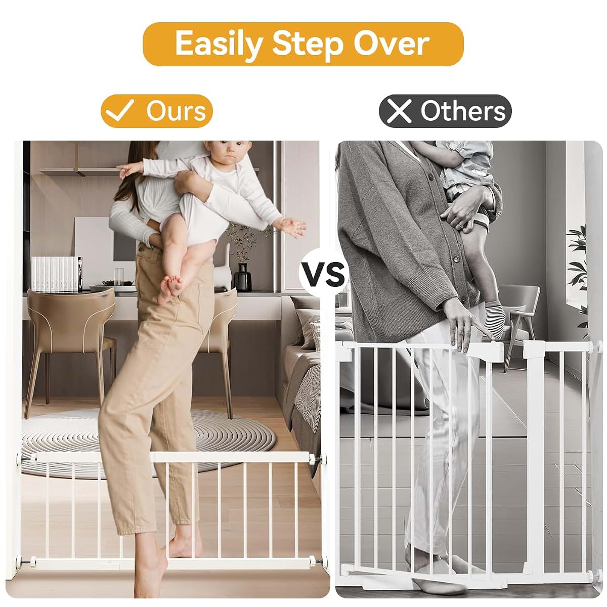Fldofaves 18-45 Inch Adjustable Metal Dog Gate, Pressure Mounted