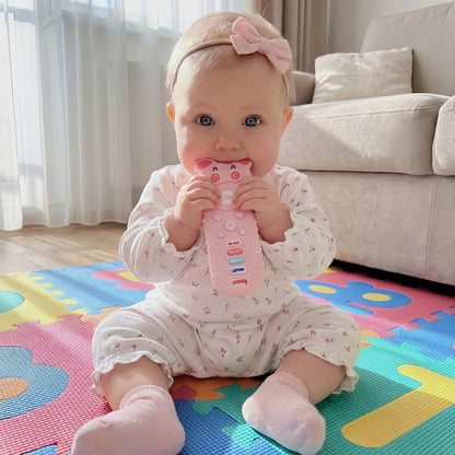 2 Pcs Silicone Remote Control Pig Shaped Teething Toys For 3-18 Months