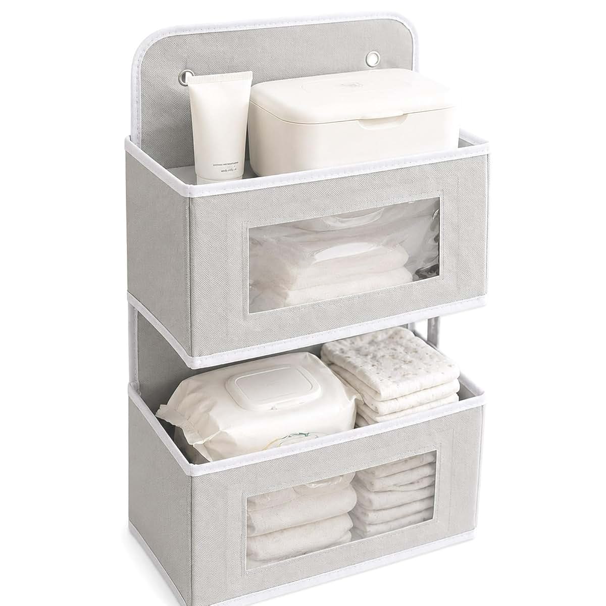 YANQORVELI Hanging Diaper Organizer for Changing Table, Cribs, Baby Nursery Organizers and Storage, Playard or Wall &