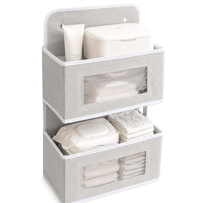 YANQORVELI Hanging Diaper Organizer for Changing Table, Cribs, Baby Nursery Organizers and Storage, Playard or Wall &