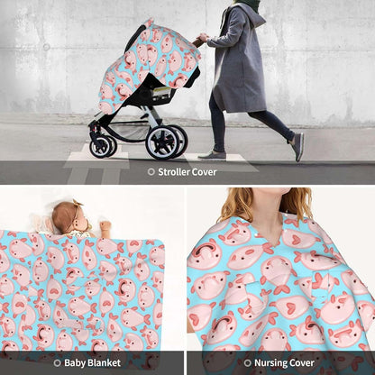 YonaJeik Blob Fish Blobfish Baby Car Seat Canopy Cover Multi Use Shower Gift, Nursing Cover for Mom Nursing Covers, Bow (photo 3)