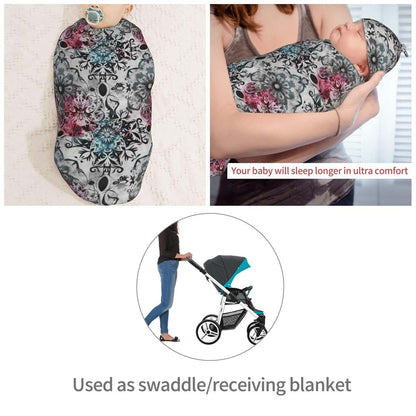 Muishi Vintage Mandala Newborn Swaddle Blanket and Hat Set