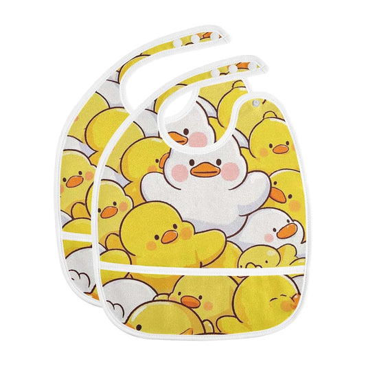 Yoogain Cute Cartoon Duck Drool Bibs 2 Pack With Adjustable Fit