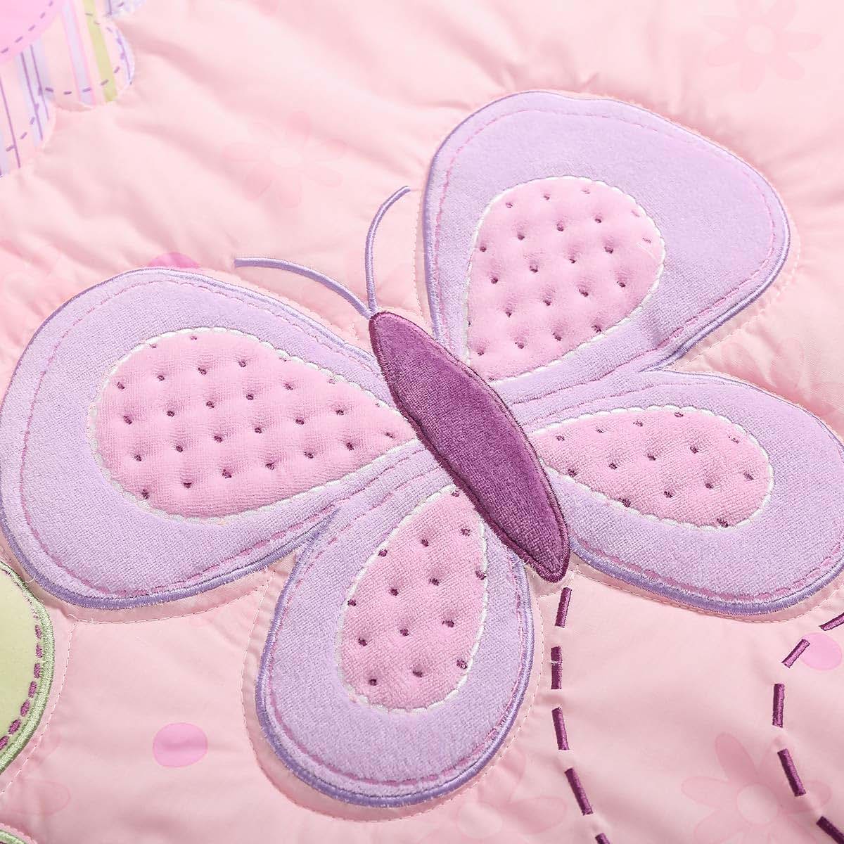 Butterfly Embroidery Crib Bedding Set for Nursery Cot