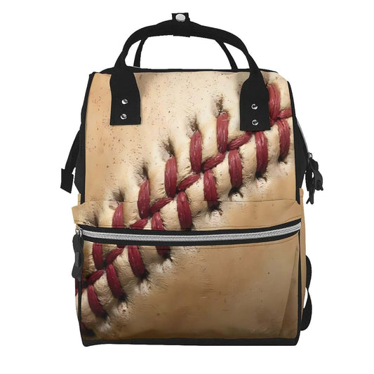 BabyOneStop Vintage Baseball Pattern Mummy Backpack Diaper Bag With Waterproof Twill Canvas